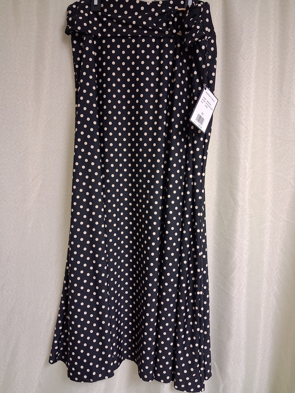 Robert Louis Black Maxi Skirt with White Polka Dots